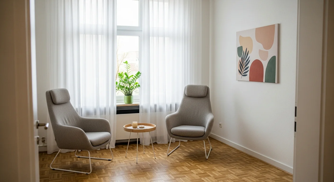 Helle, einladende Praxisräume mit zwei Sesseln und natürlichem Licht